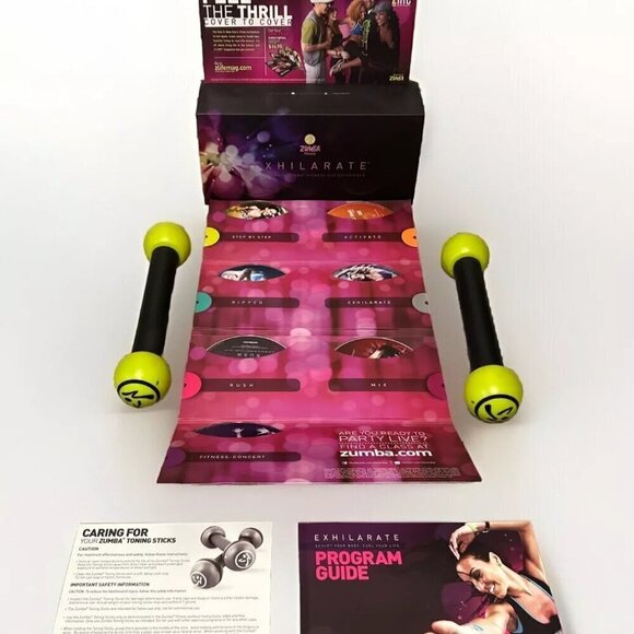 Zumba Fitness Exhilarate Workout 7 DVD Set with Toning Sticks - Picture 1 of 3